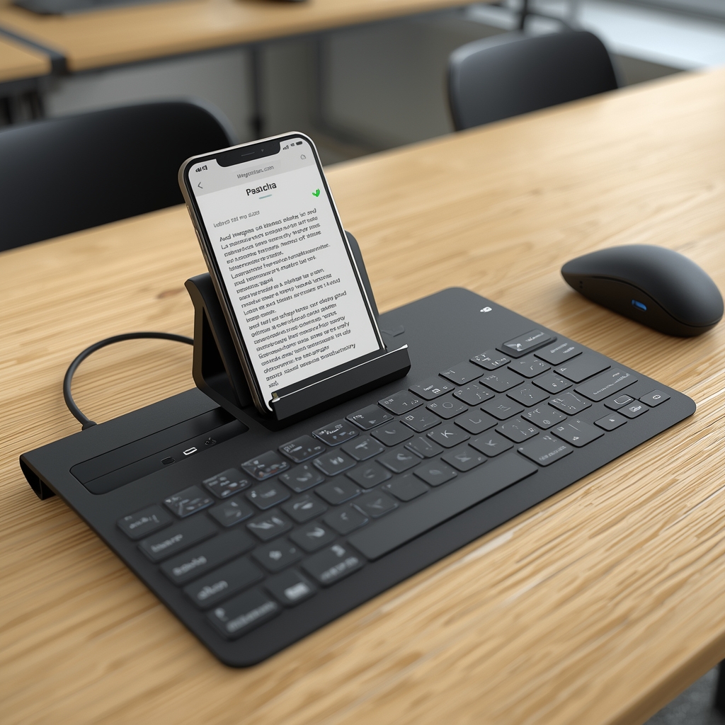 Lektr keyboard with built-in camera — the spine lens catches the light